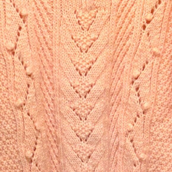 Gorgeous Hand Knit L Pink Cardigan with Crystal Buttons - SEE SIZE NOTE - Picture 3 of 4